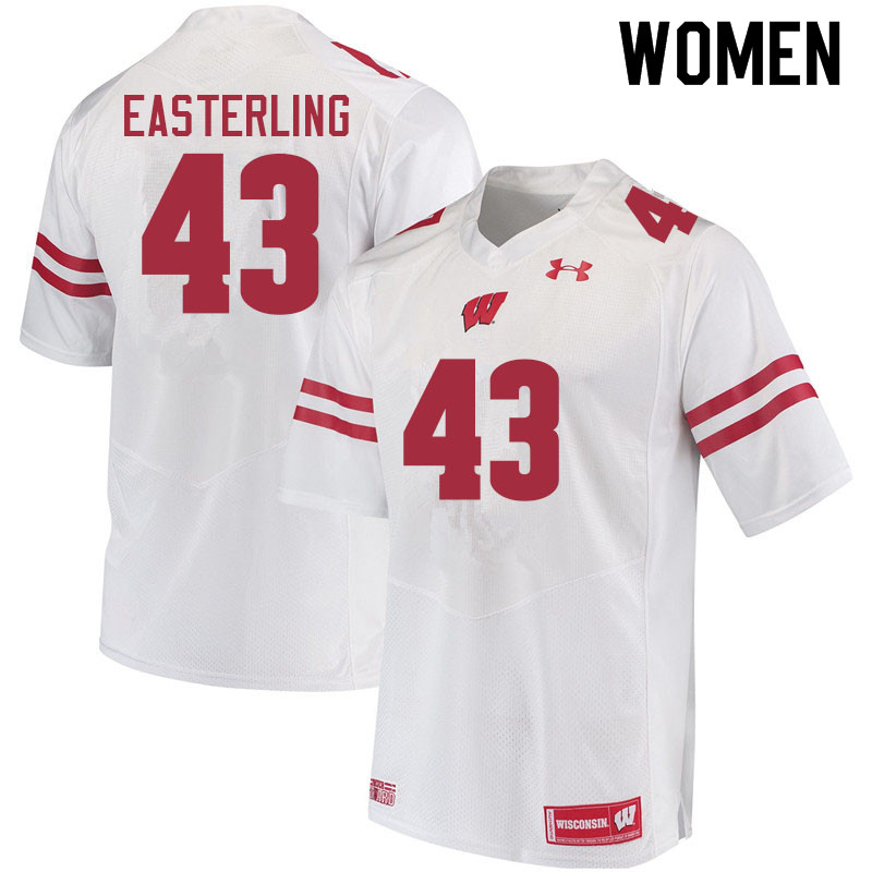 Women #43 Quan Easterling Wisconsin Badgers College Football Jerseys Sale-White